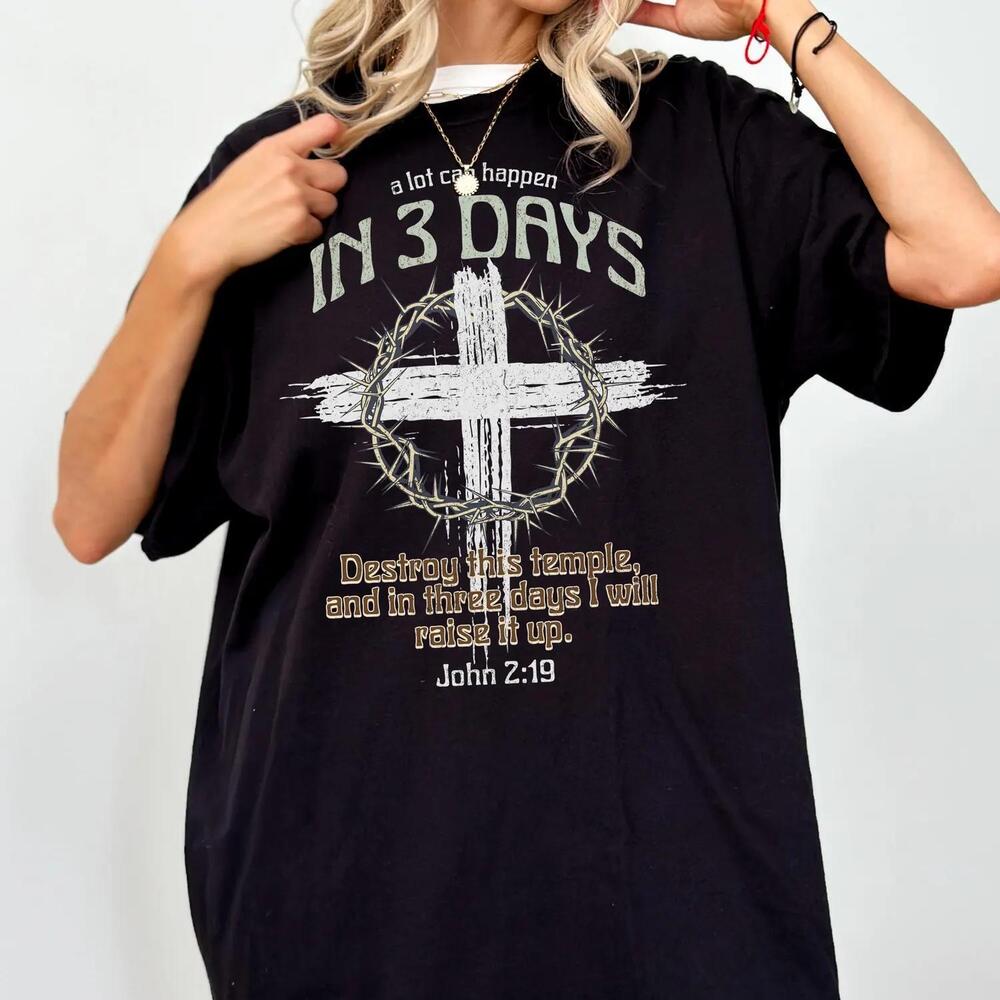 A Lot Can Happen In 3 Days Shirt, Retro Christian Easter Tee, Church
